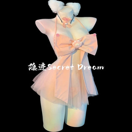 隐迹「粉色恋曲」可爱蝴蝶少女纯欲风性感猫女qqny内衣