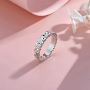 唐不甜S925纯银碎碎冰戒指超闪小众高级气质新款男女情侣刻字指环