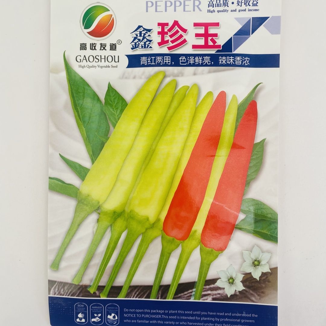 鑫珍玉早熟单生黄皮朝天椒种子光亮顺直味香辣黄红果两用黄朝天椒