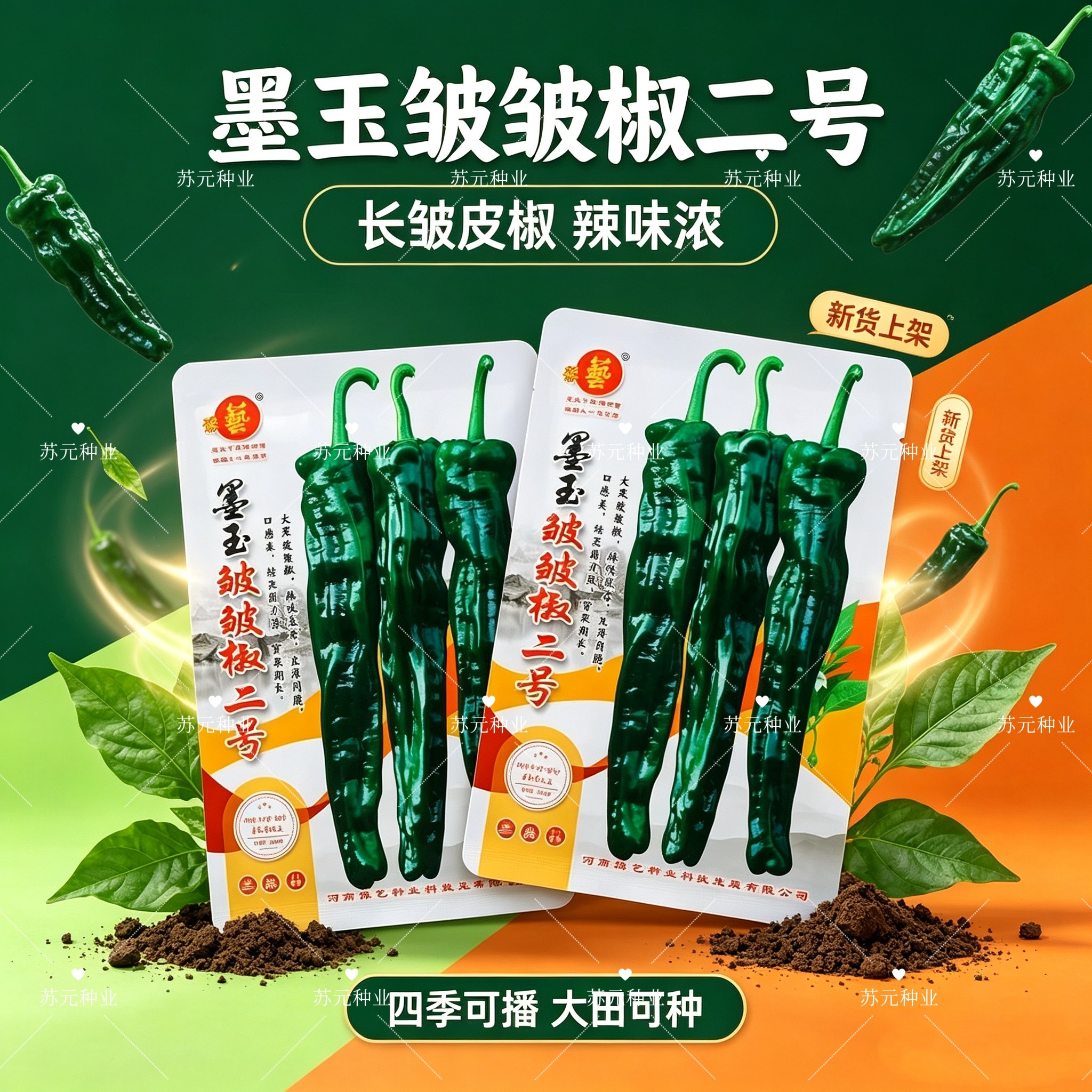 豫艺墨玉皱皱椒二号大果皱皮椒种子大黑皱皱辣种子特辣皮薄深绿色