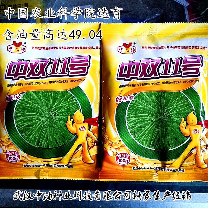 中双11号高产油菜种籽高油矮杆抗倒伏甘蓝型榨油秋冬季农作物种孑