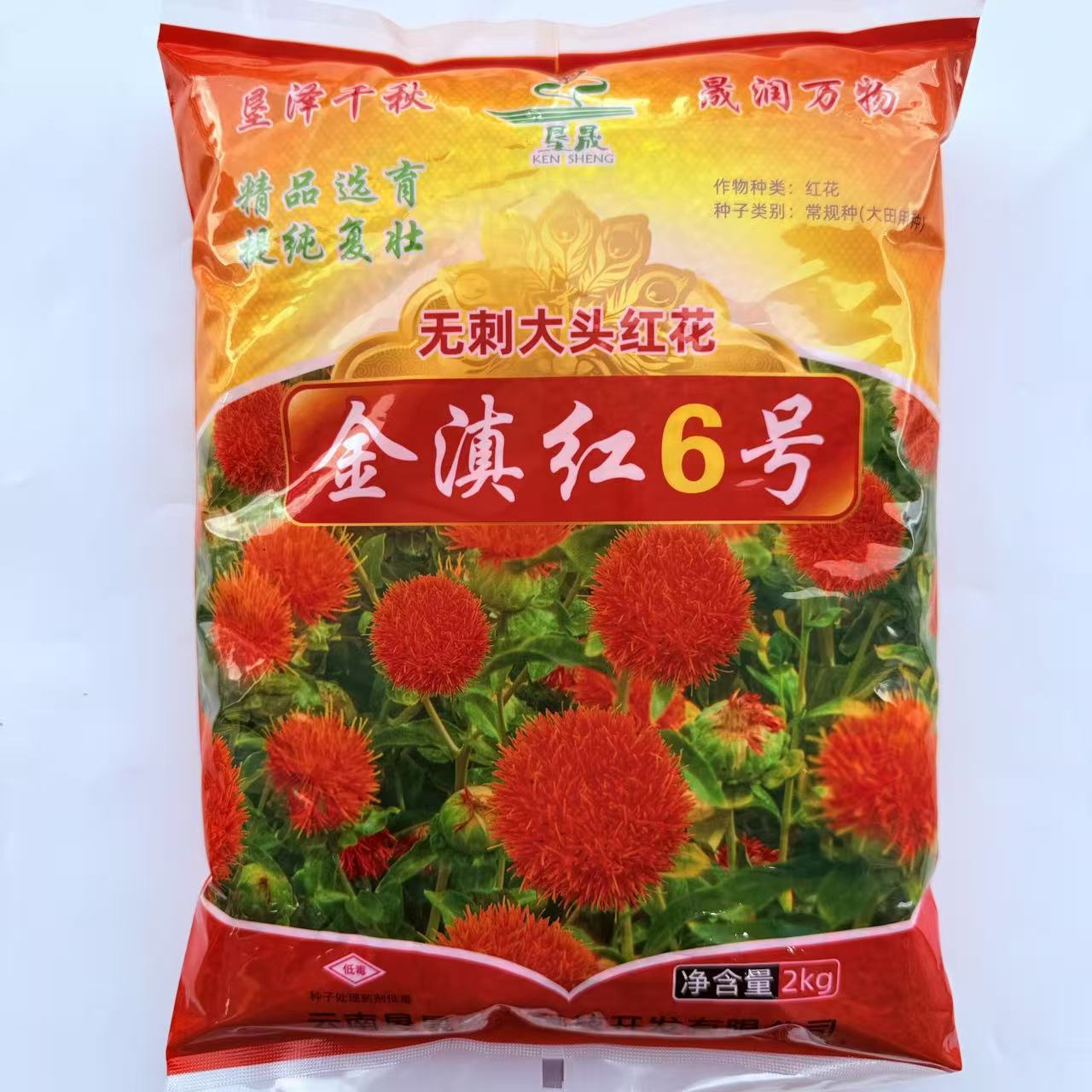金滇红6号无刺大头红花种子花朵大花丝长耐寒 耐瘠高产草红花种籽
