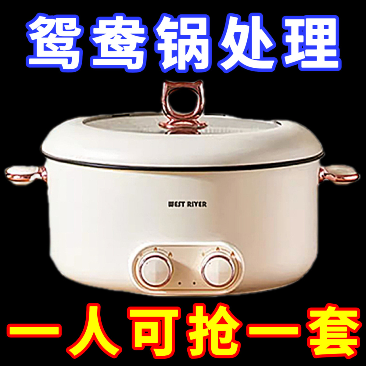 西河鸳鸯电火锅家用电煮锅多功能一体大容量宿舍学生电炒锅小电锅