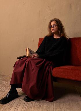 M3C 日系百搭显瘦设计感大摆百褶松紧腰蓬蓬裙