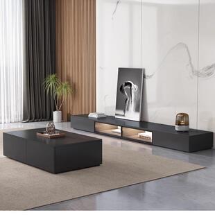 全实木地柜客厅简约电视柜茶几组合现代小户型北欧落地柜岩板台面