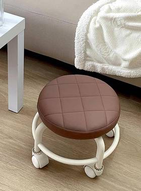 W7移动小凳子带滑轮静音家用万向轮代步懒人拆快递滑凳客厅茶几矮