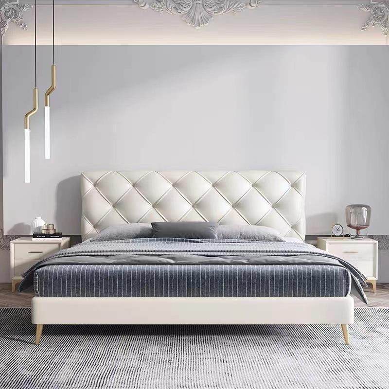 意式轻奢卧室1.8米双人床简约现代实木高箱储物皮艺软包皮床家具