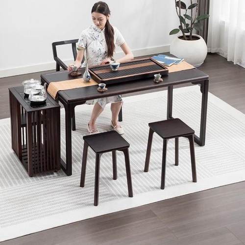 新中式阳台茶桌椅结实非实木泡茶桌小户型茶桌烧水壶一体喝茶桌子