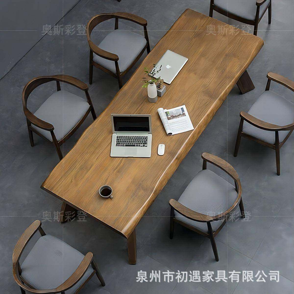 茶室办公室会客接待休闲大茶桌实木大板茶台高档大气喝茶桌椅组合