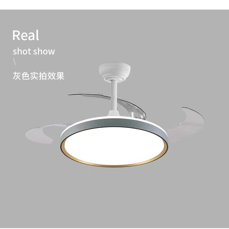 隐形电风扇灯餐厅客厅卧室带灯电风扇家用灯扇一体变光遥控吊扇灯
