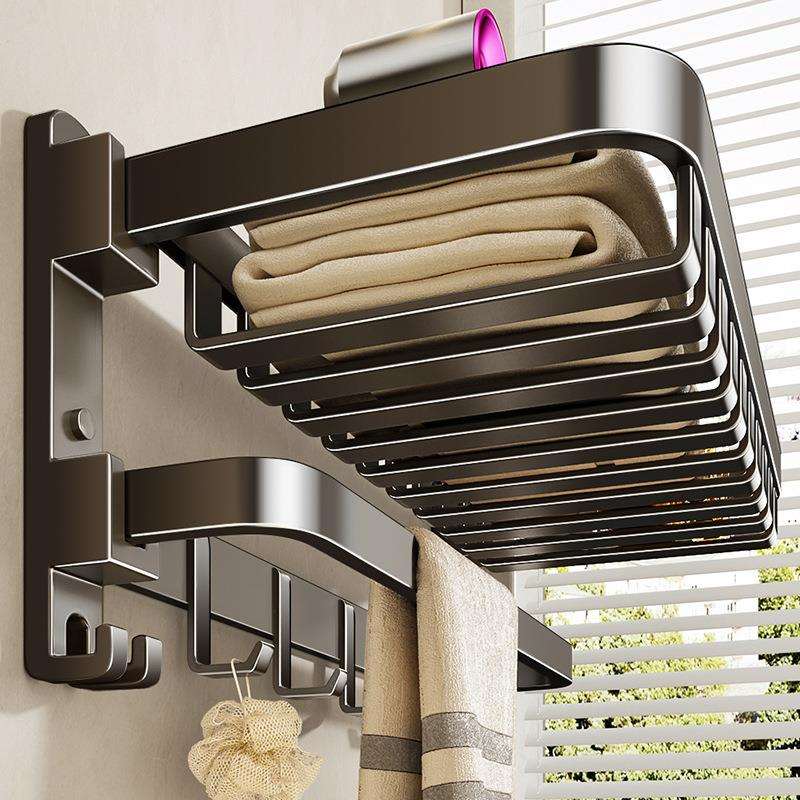 卫生间毛巾架免打孔浴巾架一体挂架套件厕所浴室架子置物架收纳架