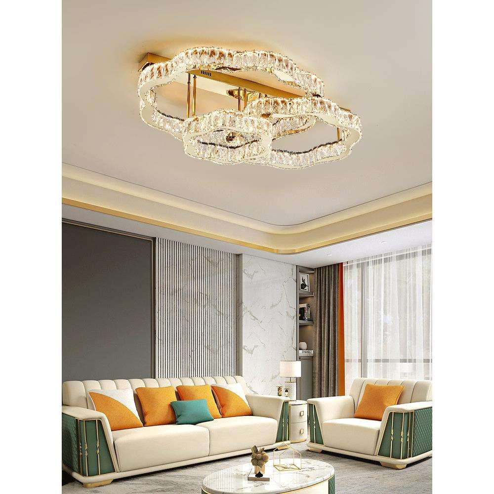 北欧轻奢水晶吸顶灯客厅灯2023年新款创意花型大厅主灯家用餐厅灯