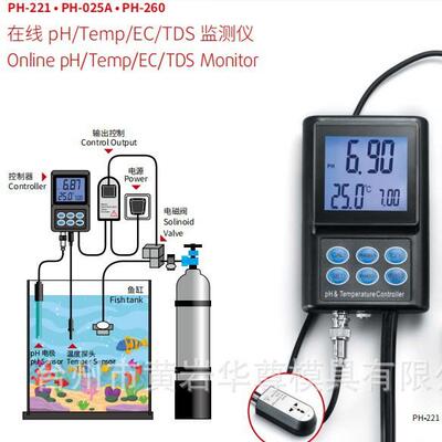 华尊仪器 在线 pH/Temp/EC/TDS 监测仪PH-221精准测量