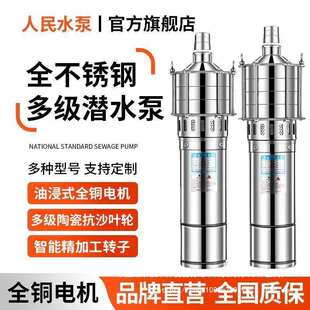 人民不锈钢多级潜水泵高扬程220V家用井上海农田灌溉耐腐蚀抽水泵