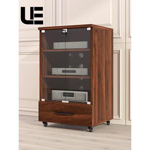 标准版功放机柜音响柜实木KTV带锁设备柜家用音响机柜垒德株