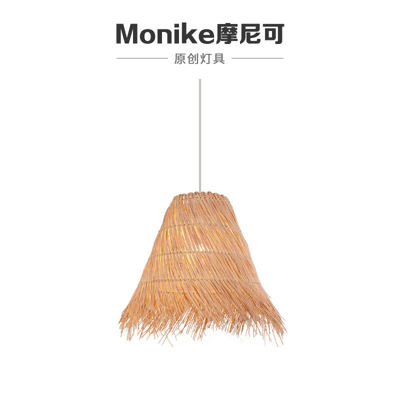 led餐厅吊灯跨境藤艺过道室内客厅中山灯具藤编东南亚风格家居