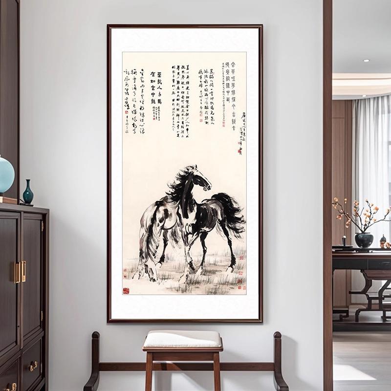 客厅入户玄关风水画马到成功办公室书房竖幅挂画名家徐悲鸿字画