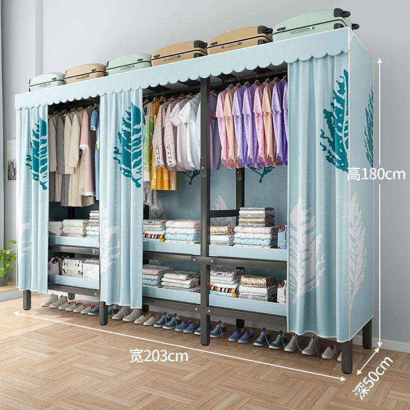 简易布衣柜钢架结构加粗加厚家用卧室折叠免安装衣柜经济型布衣橱