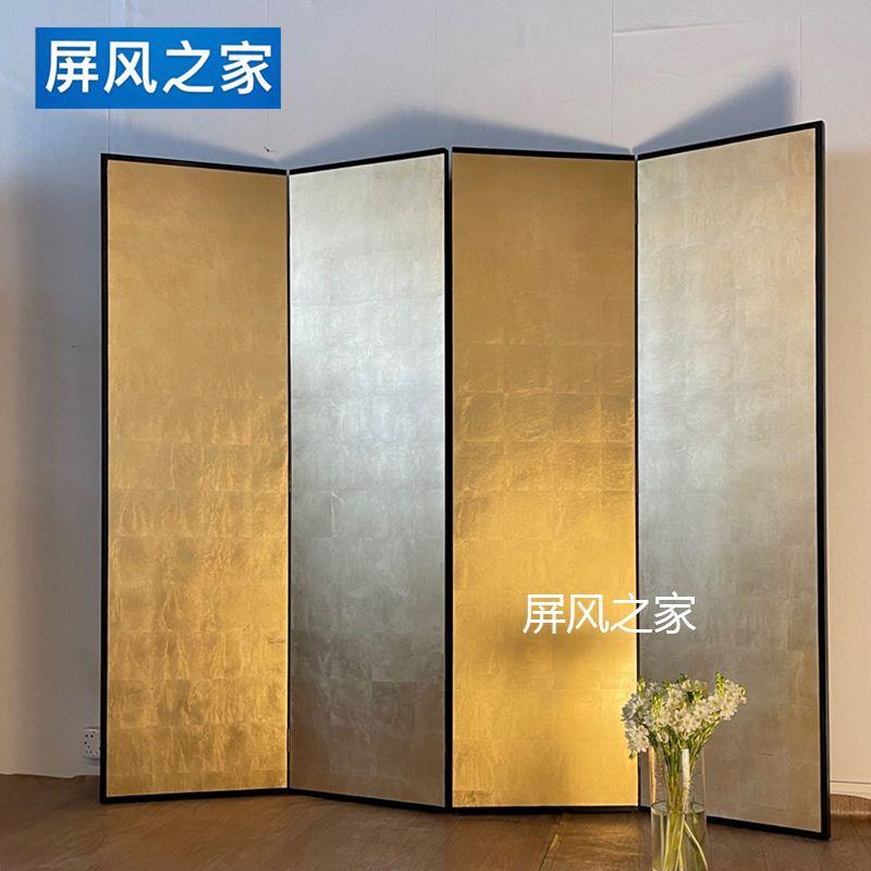 空白折叠屏风折叠实木中古四扇屏风漆画客厅家居中式松树折屏隔断