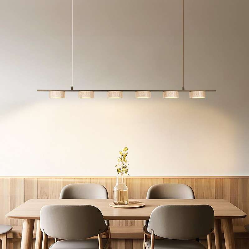 意式极简一字餐厅吧台创意款黄洞石吊灯黄洞石长线吊灯黄洞石灯具