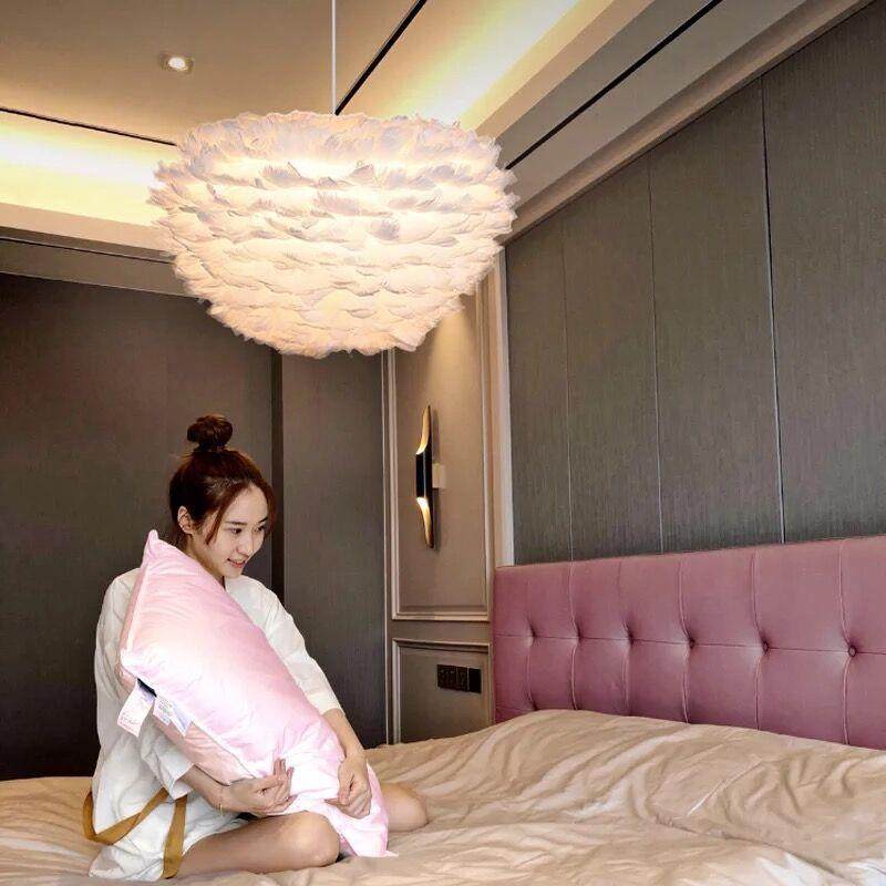 羽毛灯北欧简约现代少女儿童房间灯温馨浪漫创意个性网红卧室吊灯,鲜花速递/花卉仿真/绿植园艺,割草机/草坪机,淘宝优惠券,粉丝福利购,淘宝优惠卷