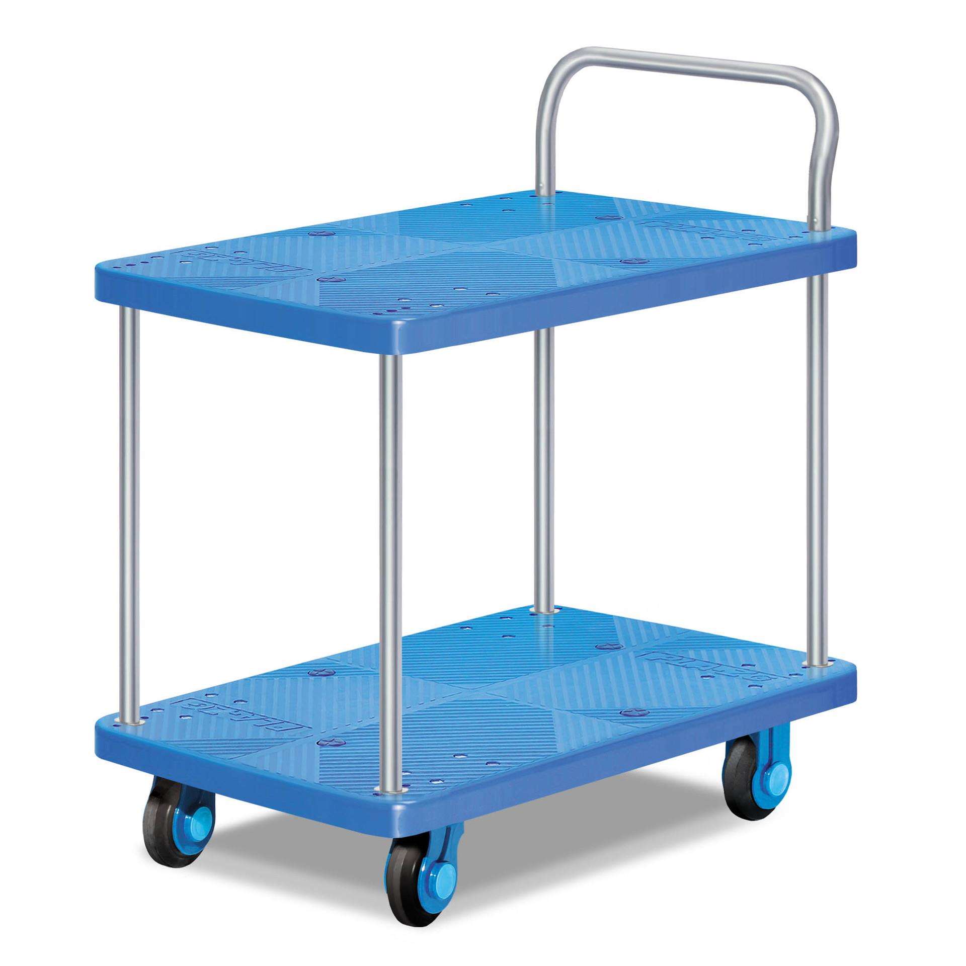 双层手推车静音手推车塑料手推车 双层单扶手手推车 推车