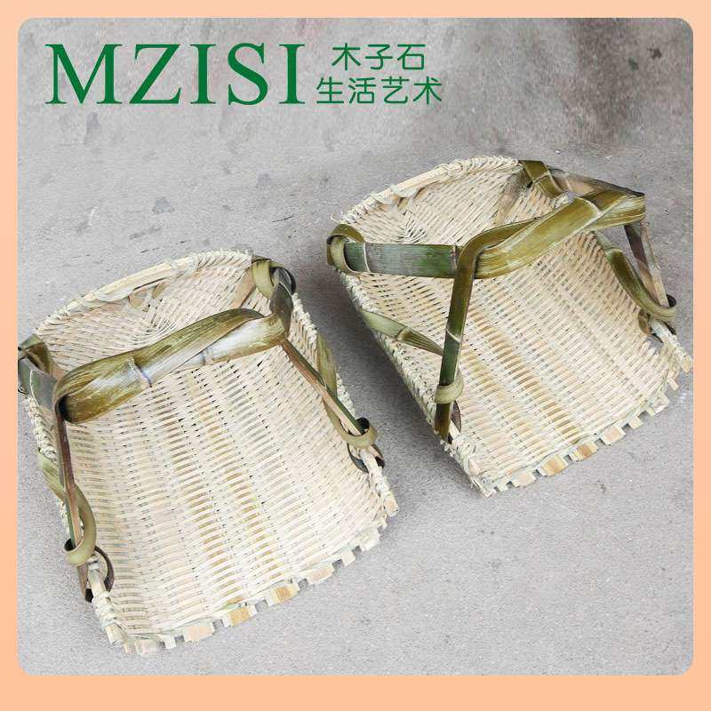 ?竹粪箕竹编织簸箕漏筛竹篮挑东西竹制品工地挑泥土挑砖挑沙