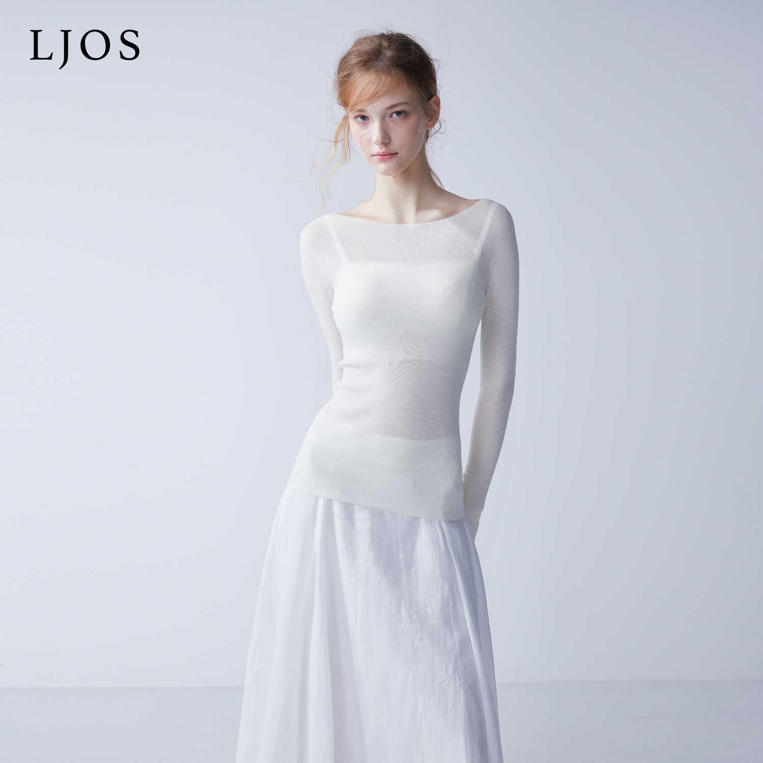 LJOS｜一字肩扬子羊毛岛精无缝打底衫2025早秋冰川蓝象牙白玛瑙黑