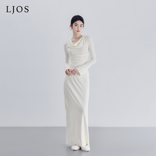 LJOS | 羊毛磨毛修身多穿不对称上衣简约立体剪裁半裙2025冬套装