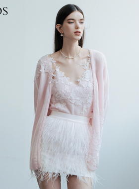 【徐如蓝同款】LJOS白色鸵鸟毛蛋糕半裙2026早春氛围感百搭短裙