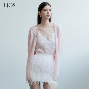 【徐如蓝同款】LJOS白色鸵鸟毛蛋糕半裙2026早春氛围感百搭短裙