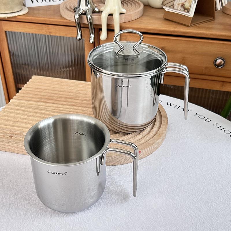 18/10不锈钢奶锅多用喝茶杯子咖啡杯热奶杯三层钢户外小奶壶