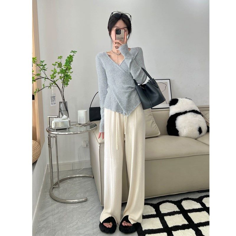 孕妇中线开叉针织裤秋冬外穿时尚宽松休闲直筒阔腿微喇长裤,孕妇装/孕产妇用品/营养,孕妇休闲裤,淘宝优惠券,粉丝福利购,淘宝优惠卷