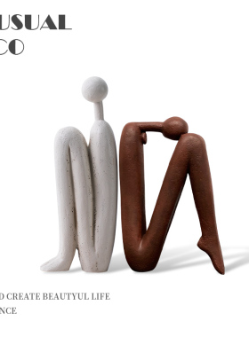 现代简约北欧几何极简抽象人像摆件样H板房售楼处书房客厅软装饰