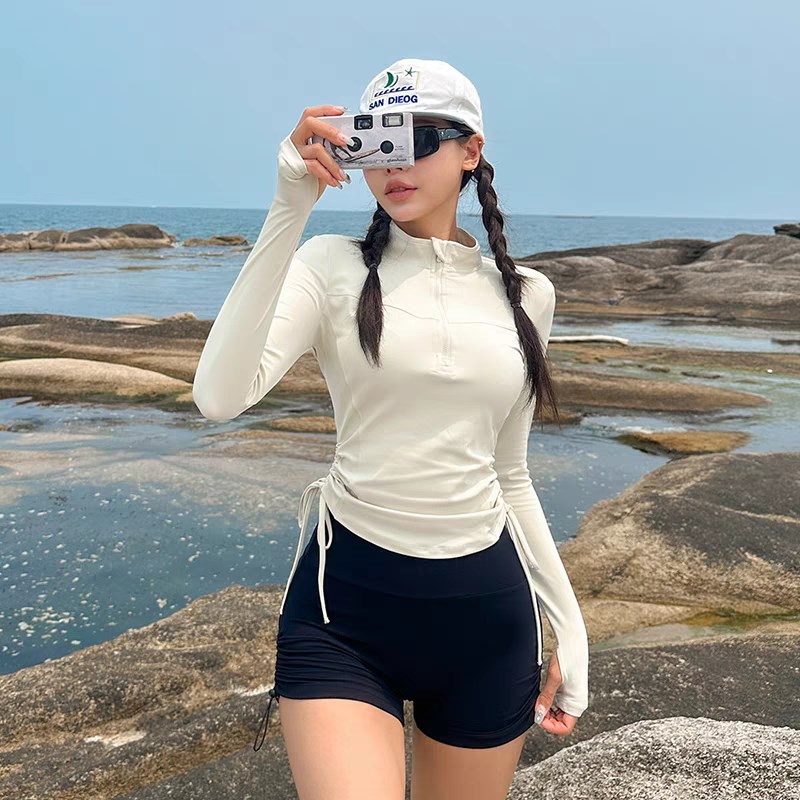 泳衣女2025新款温泉高级感女款分体式潜水冲O浪服遮肚保守长袖防