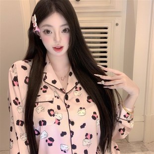 捞捞酱「粉豹冰激凌n」冰雪丝睡衣女纯欲风卡通家居服春夏2025新