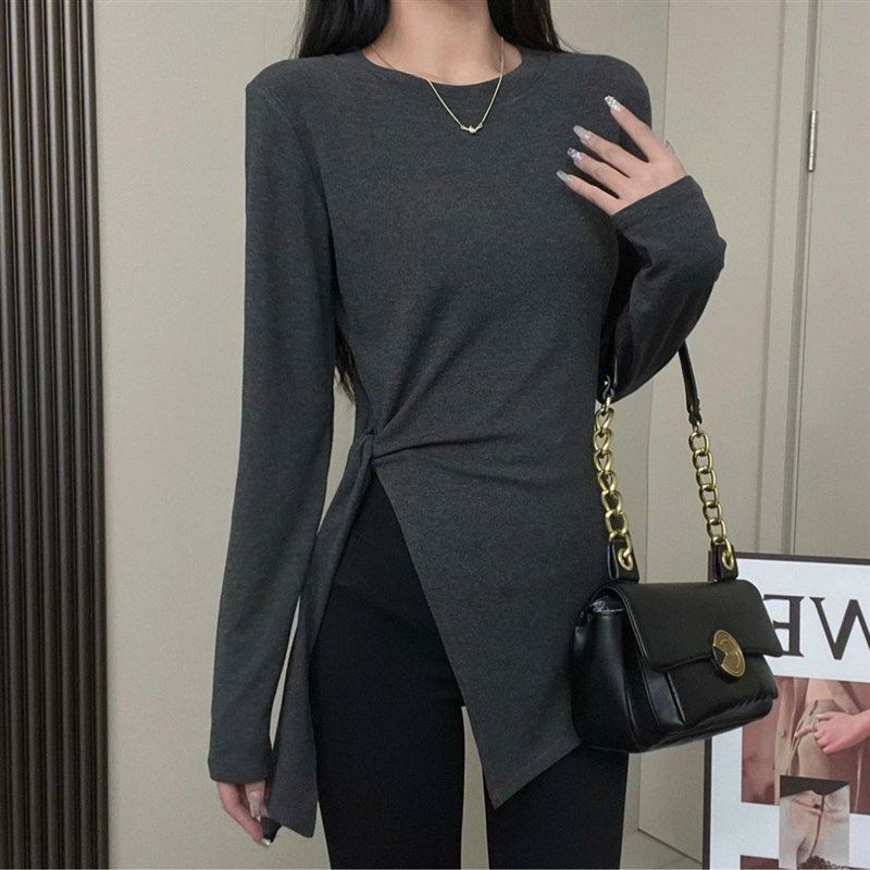 不规则开叉V领辣妈外出哺乳长袖T恤秋冬产后喂奶打底衫中长款上衣,孕妇装/孕产妇用品/营养,家居服上装,淘宝优惠券,粉丝福利购,淘宝优惠卷