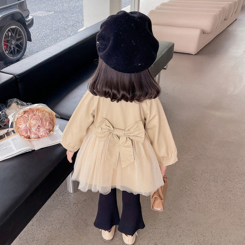 女童外套2023k新款秋装韩版洋派时髦小童装女宝宝春秋季中长版风