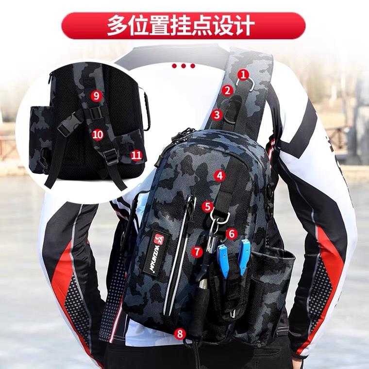 渔之君多功能百变路亚背包防水耐磨便携单肩斜挎可插竿挂件垂钓包