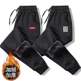 宽松大尺码 秋冬季 男士 Q弹力休闲运动长裤 束脚卫裤 加绒 不加绒