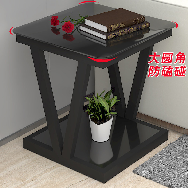 北欧床头柜简约现代迷你小型床边小柜子玻璃面金属收纳储物柜卧室
