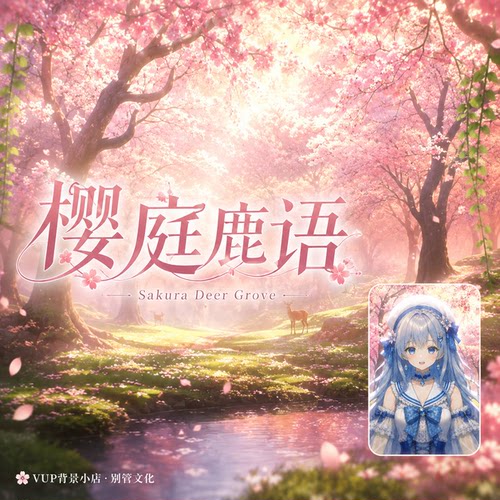 VUP直播背景樱庭鹿语 横竖屏动态视频前景UI框 Shoost滤镜素材