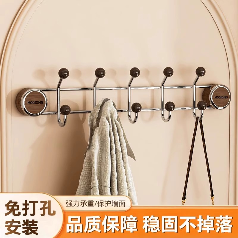 门后挂钩创意木质纹免打孔壁挂式