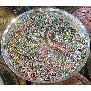 新疆民族特色大号七彩铜器铜盘全手工制作特价 新品