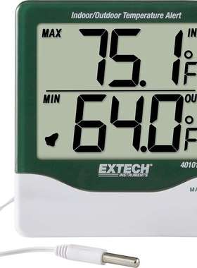 Extech 401014A 大数字室内/室外温度计,带闹钟