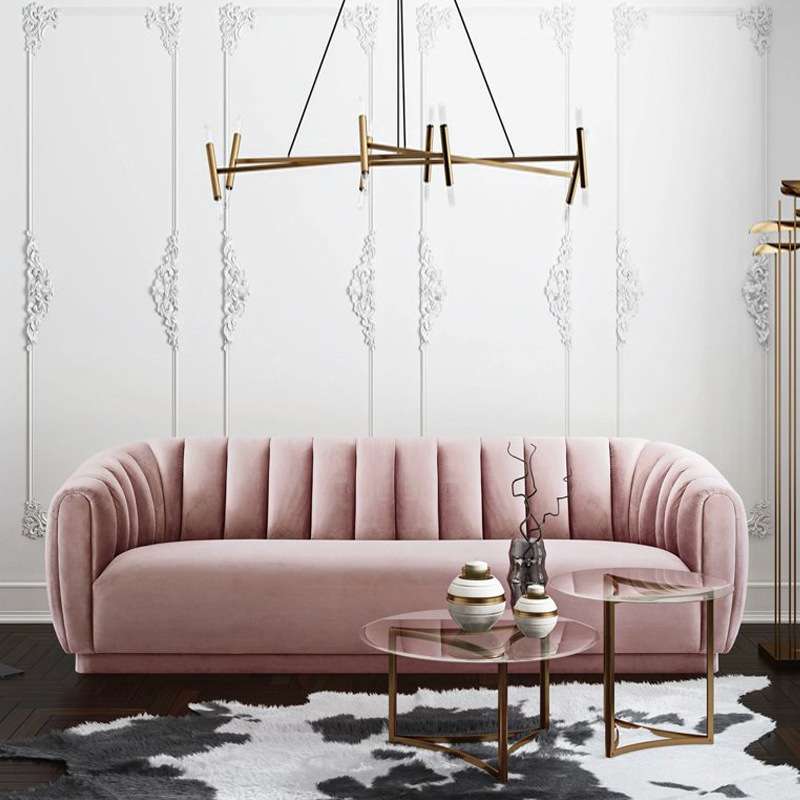 意式轻奢北欧布艺沙发客厅三人位网红异形设计师弧形沙发