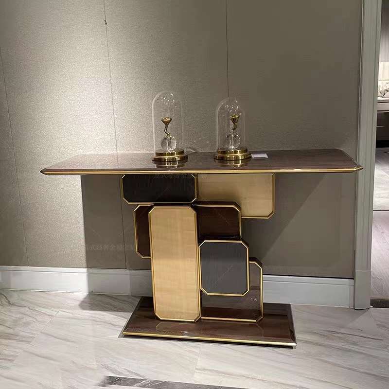 意式轻奢玄关台别墅酒店大堂入户门玄关桌设计师走廊端景台