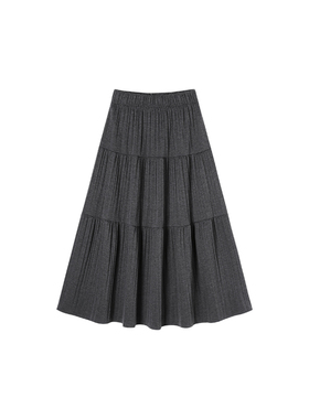 1-17F  高腰百搭法式细褶拼接半身裙    1975