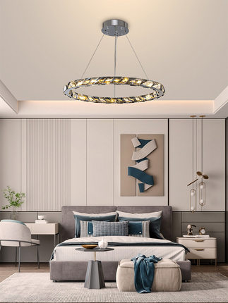 新款简约轻奢水晶吊灯卧室主卧书房现代高档LED灯饰客厅餐厅灯具