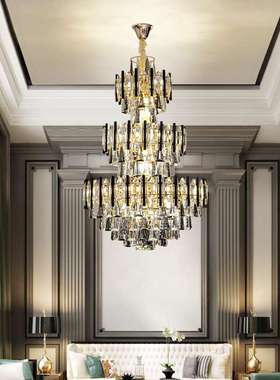大吊灯轻奢水晶灯具别墅复式楼梯灯酒店大堂吊灯 pendent lamp